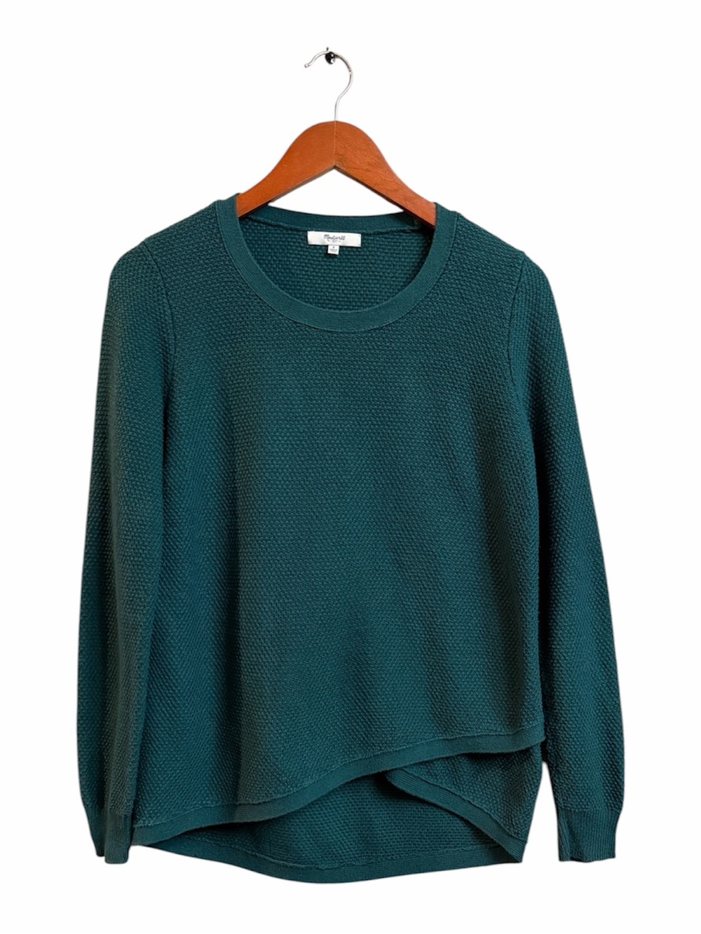 Madewell Teal Textured Knit Crossover Hem Sweater S